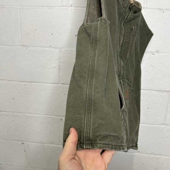 Y2K Carhartt Sherpa-Lined Vest “Army Green” V33 ARG - Picture 6 of 12